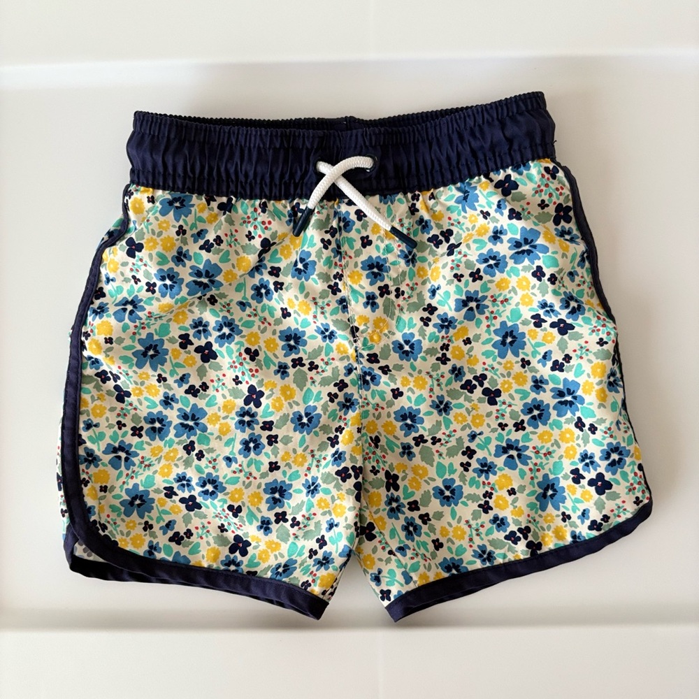Cat & Jack Navy and Floral Swim Shorts